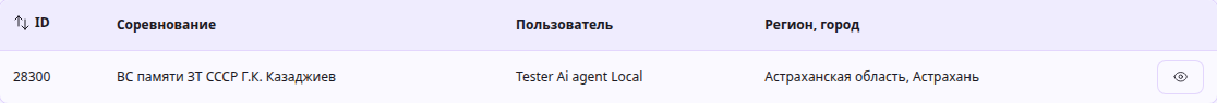 Отправленная заявка в списке